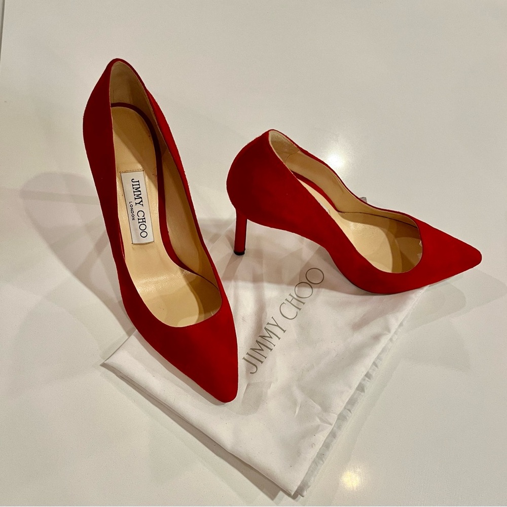 ❤️ Jimmy Choo Romy 100 red suede pumps - Picture 2 of 6